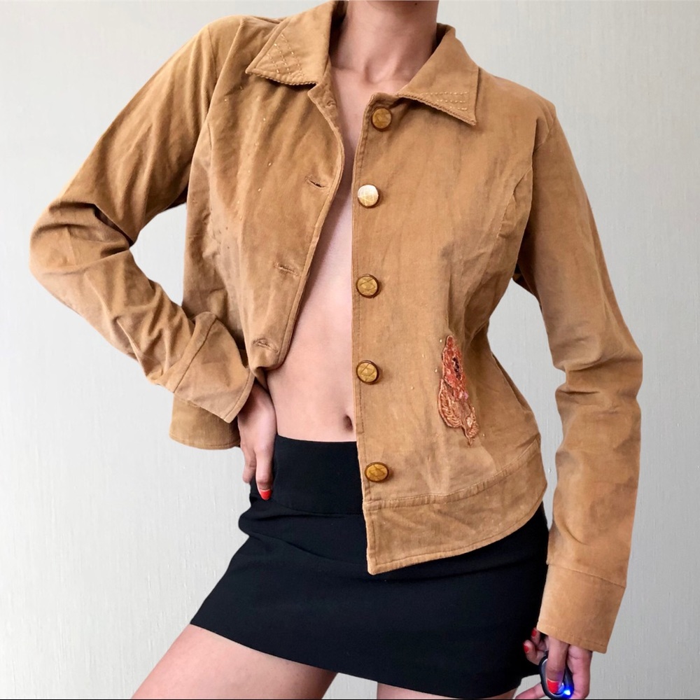 BOGOFREE Y2K Embroidered Corduroy Jacket